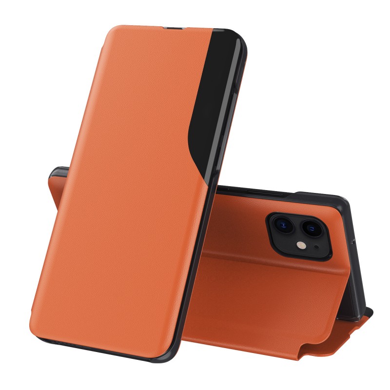 Side Window Flip Cover Stand Leather Phone Case